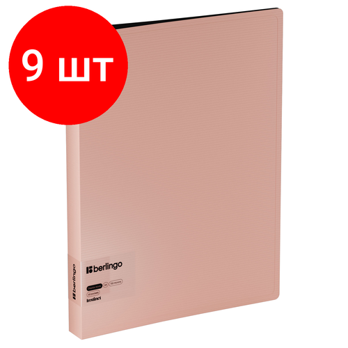 Комплект 9 шт, Папка с 60 вкладышами Berlingo Instinct, 30мм, 700мкм, с внутр. карманом, фламинго