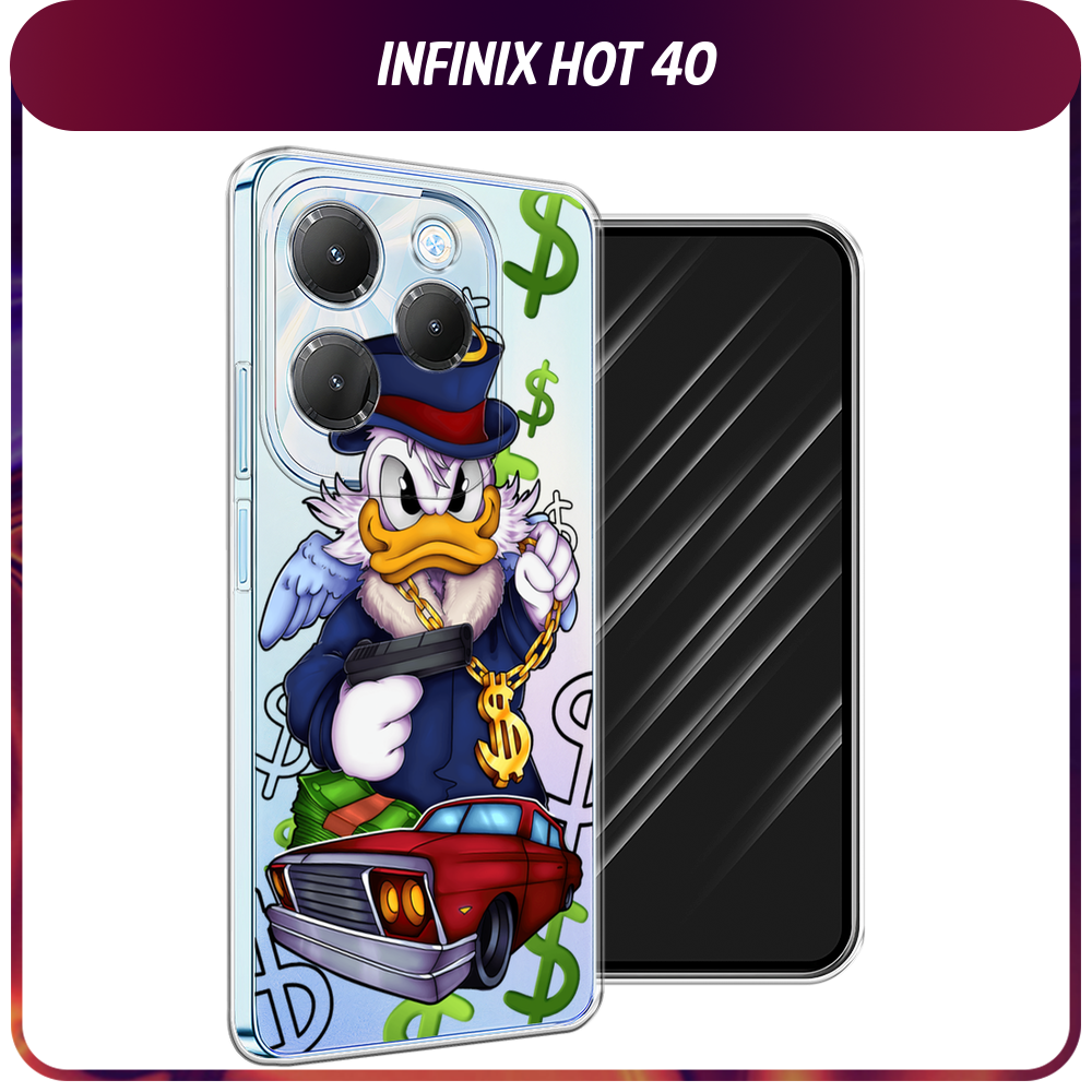 Силиконовый чехол на Infinix HOT 40/40 Pro / Инфиникс Хот 40/40 Про "Scrooge McDuck with a Gold Chain", прозрачный