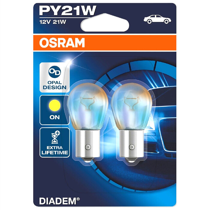 Лампа автомобильная накаливания OSRAM Diadem 7507 PY21W (BAU15s) 12V 21W BAU15s 2 шт.