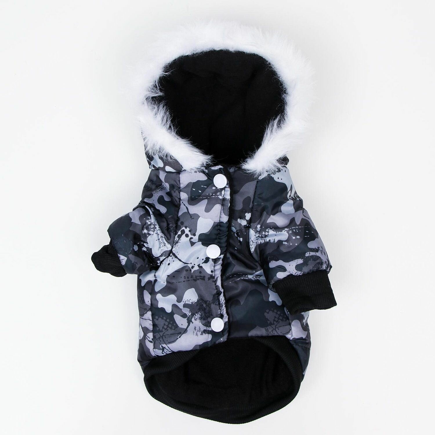 Куртка для собак Sima-Land с капюшоном и мехом размер М камуфляжная - фотография № 2