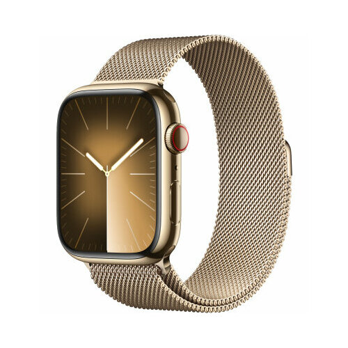 Apple Watch Series 9 45mm Gold Stainless Steel Case with Gold Milanese Loop (GPS + LTE)