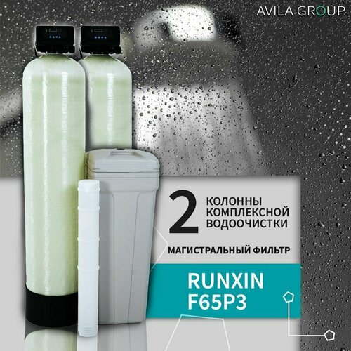 Комплексная система очистки воды для дома Water-Pro Double 1252 Runxin 2000л/ч. Две колонны для умягчения, обезжелезивания и осветления воды. система очистки воды для дома avila pro 1252 runxin f116q3 до 2000л ч автоматический фильтр умягчения и обезжелезивания под загрузку