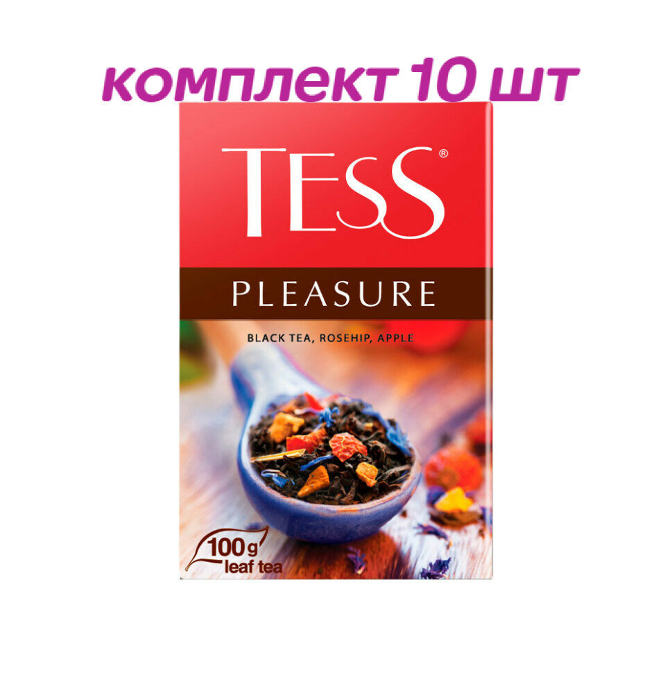 Чай черный листовой Tess Pleasure (Тесс Плэжа), 100 г (комплект 10 шт.) 6005886