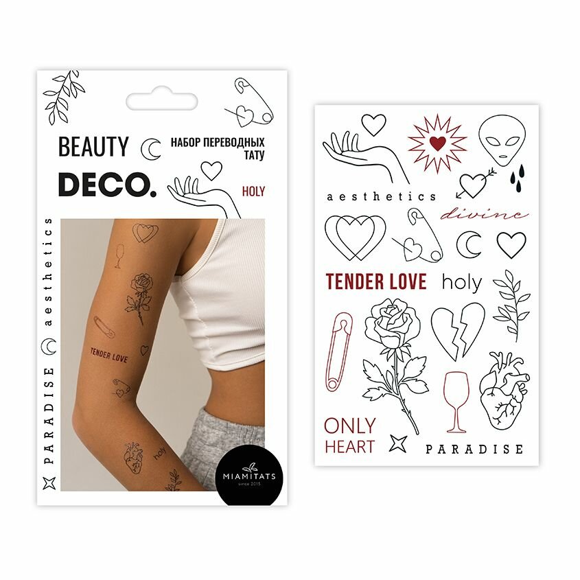 Набор переводных мини-тату DECO. by Miami Tattoos HOLY