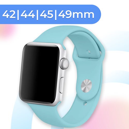 Силиконовый ремешок для умных часов Apple Watch 42-44-45-49 mm / 13,5 см / Спортивный сменный браслет для смарт часов Эпл Вотч 1-9, SE серии / Blue lyambda керамический ремешок libertas для apple watch 42 44 45 mm black silver