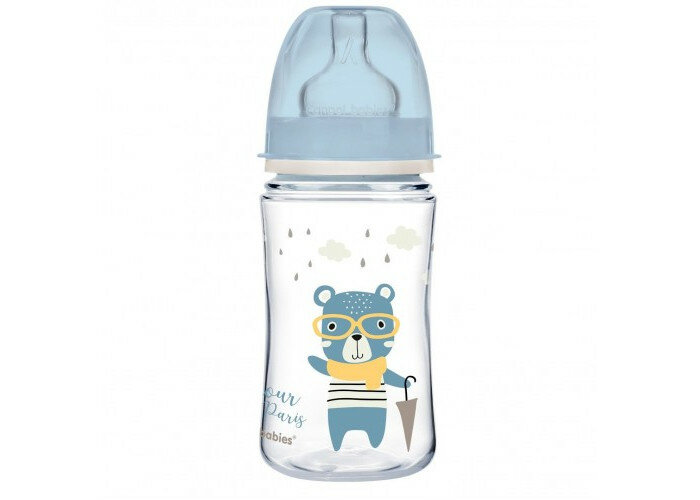 Canpol Babies Антиколиковая бутылочка с широким горлом PP EasyStart Bonjour Paris, 240мл, с 3 месяцев, голубой