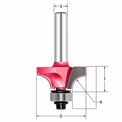 Фреза внутренний радиус (нижний подшипник) кромочная R 4.76 Z 2 D 22.22x9.5x56 S 6 PROCUT 301625P