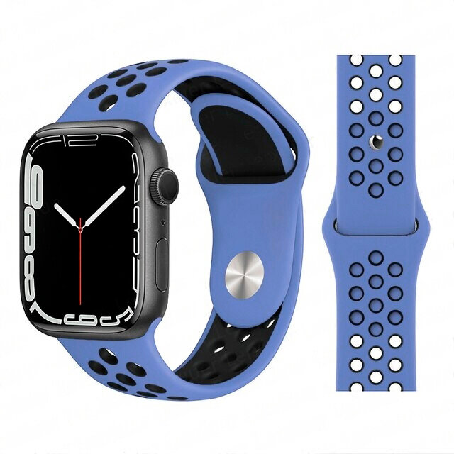фото Ремешок силиконовый перфорированный Sport NK для Apple Watch 42/44/45/49 мм, 235мм, на кнопке, мятный (28)