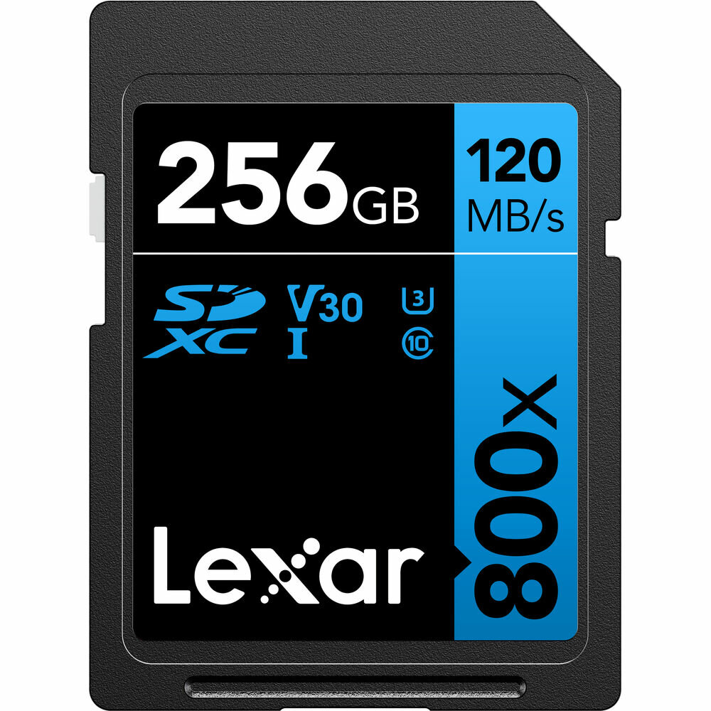 Карта памяти Lexar High-Performance 800x Blue SDXC 256GB UHS-I U3 V30, R/W 120/45 МБ/с