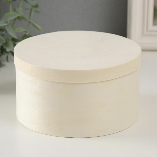 фото Шкатулка дерево под роспись круглая "Тонкий лист" 13х13х7.3 см