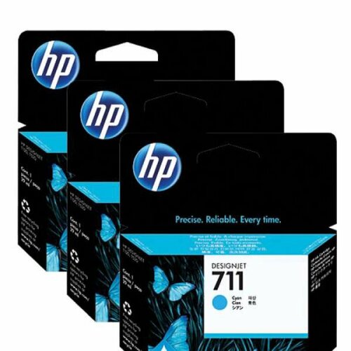 картридж струйный hp 711 cz130a голубой 29мл для hp dj t120 t520 Картридж 711 для HP DJ T120/T520, голубой, 3*29мл CZ134A 3штХупак