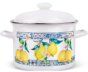 фото Hitt Лимонная мозаика Кастрюля с эмал. крышкой 1,5 л С-1608АП2/4ДТ ЛМ