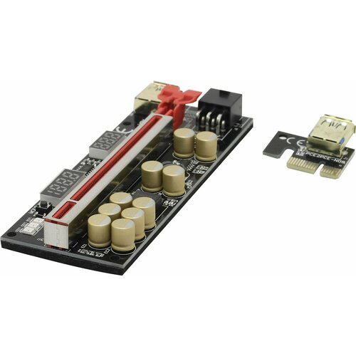 usb райзер универсальный molex 6pin sata led 5 штук Райзер «B&P» Адаптер PCI-Ex1 M --> PCI-Ex16 F (питание 6pin)