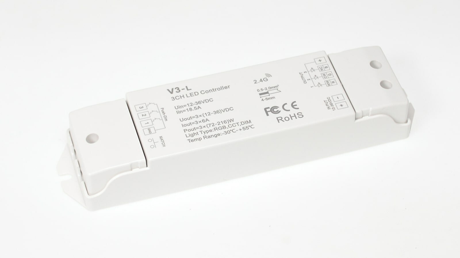 Контроллер V3-L IC41 RGB/CCT/DIM (12-36V, 3ch x 6A, 216/432/648W)