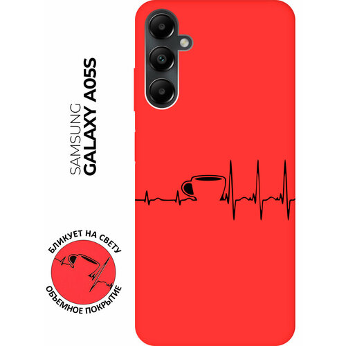 Матовый чехол Coffee Cardiogram для Samsung Galaxy A05s / Самсунг А05с с 3D эффектом матовый чехол coffee cardiogram для samsung galaxy a24 самсунг а24 с 3d эффектом мятный