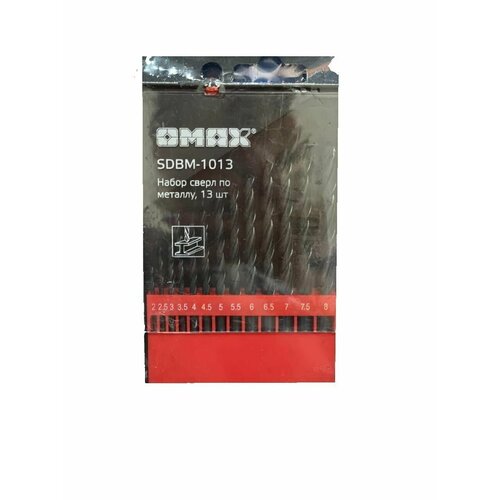 Набор Свёрл по металлу 2-8 мм через 05 мм 13шт в пласт коробе мод SDBM-1013 400₽
