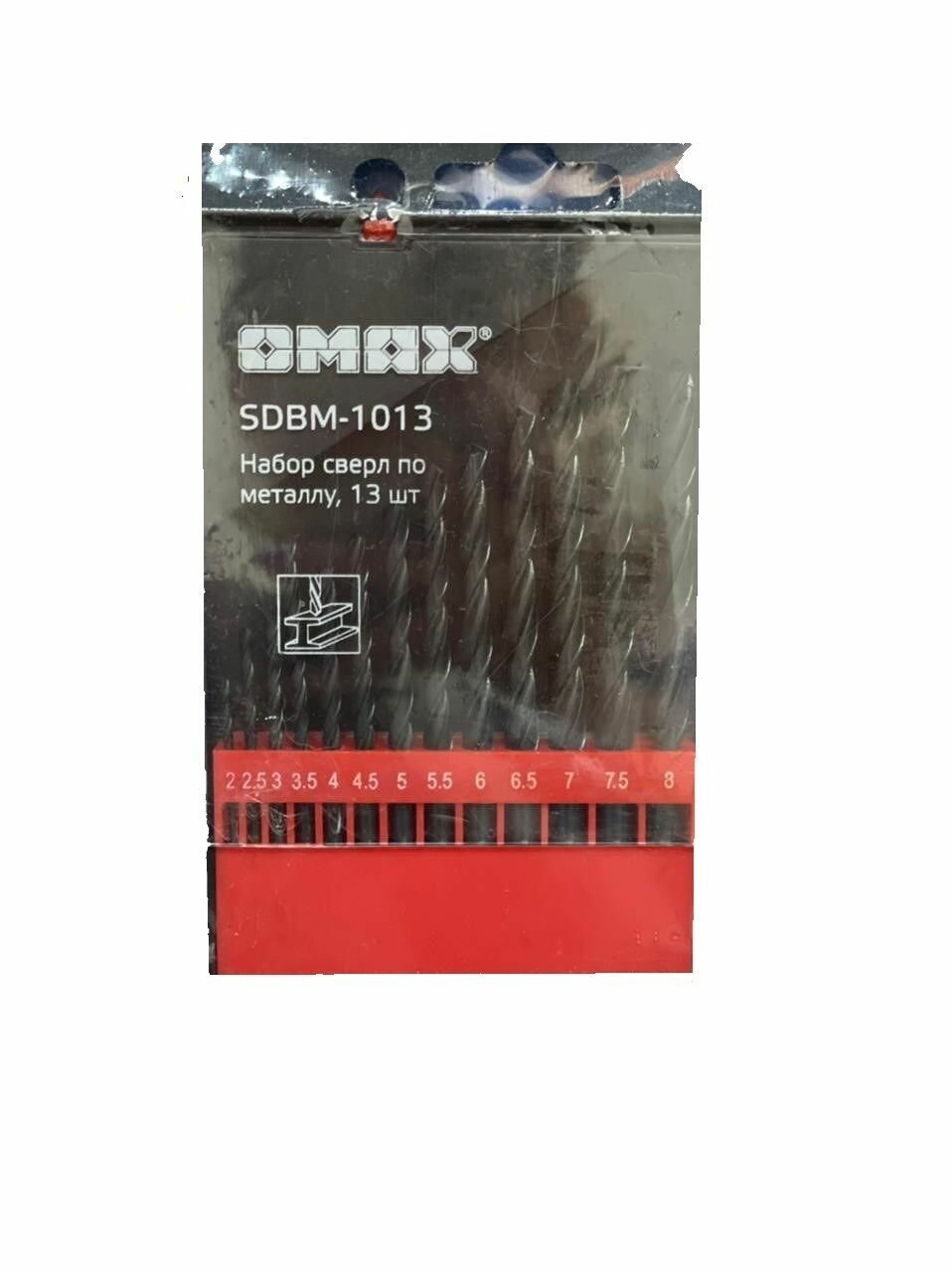 фото Набор Свёрл по металлу 2-8 мм через 0,5 мм (13шт в пласт. коробе) мод. SDBM-1013