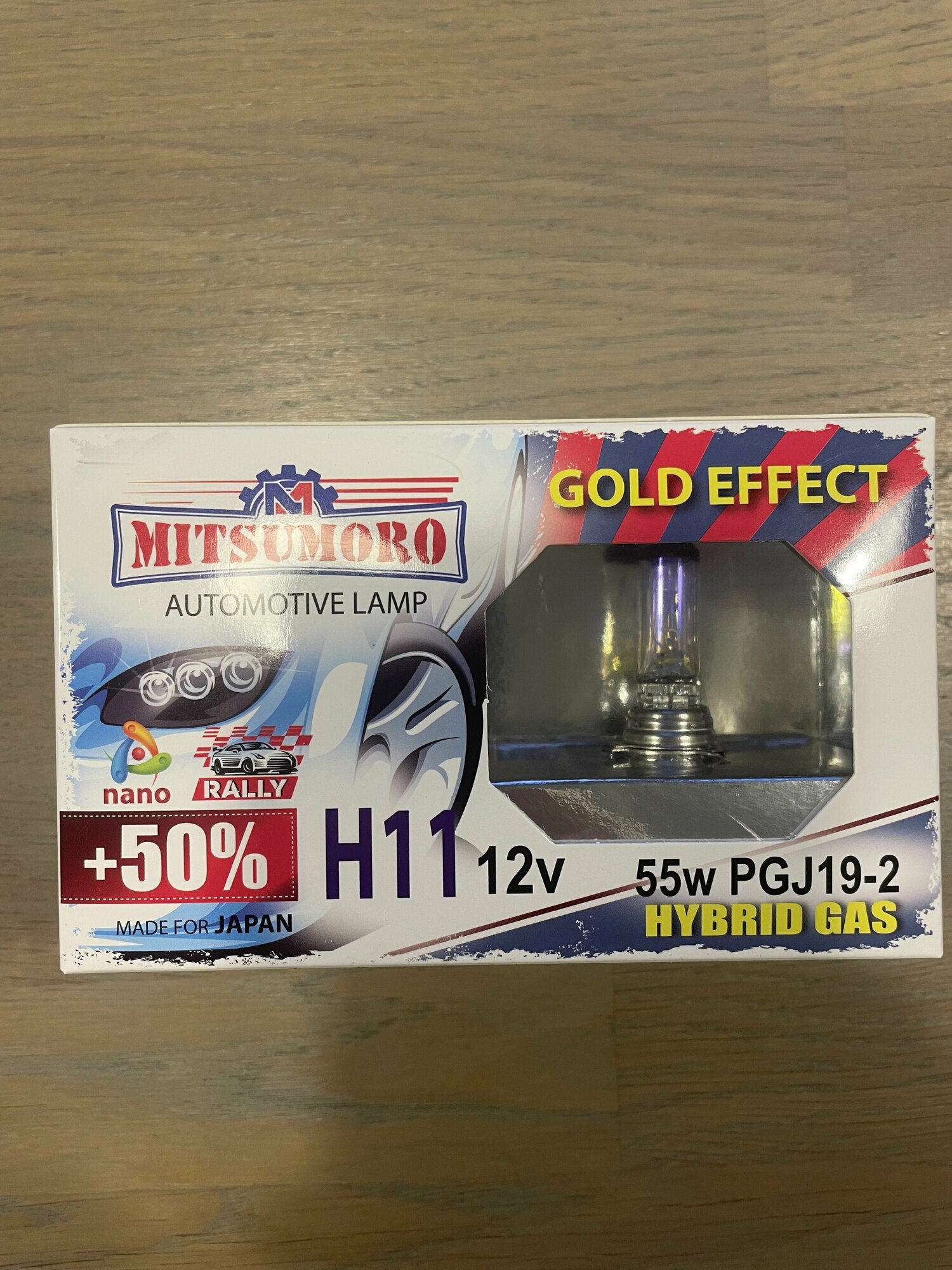 Галогеновая лампа Mitsumoro H11 12V 55W PGJ19-2 +50% GOLD EFFECT