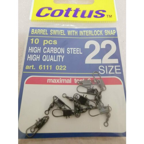 фото Карабин с застежкой cottus barrel swivel with interlock snap #22 (10шт)