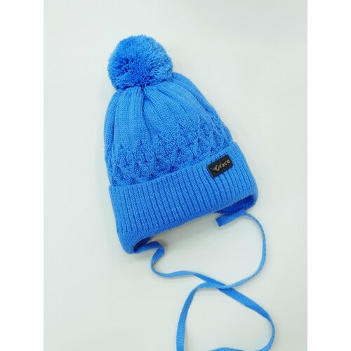 фото Шапка мой ангелок ромбик, размер 0-3 месяца, синий