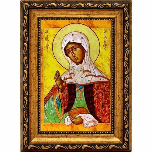 праведная иулиания лазаревская муромская икона в белом киоте 14 5 16 5 см Иулиания Лазаревская, Муромская праведная. Икона на холсте.