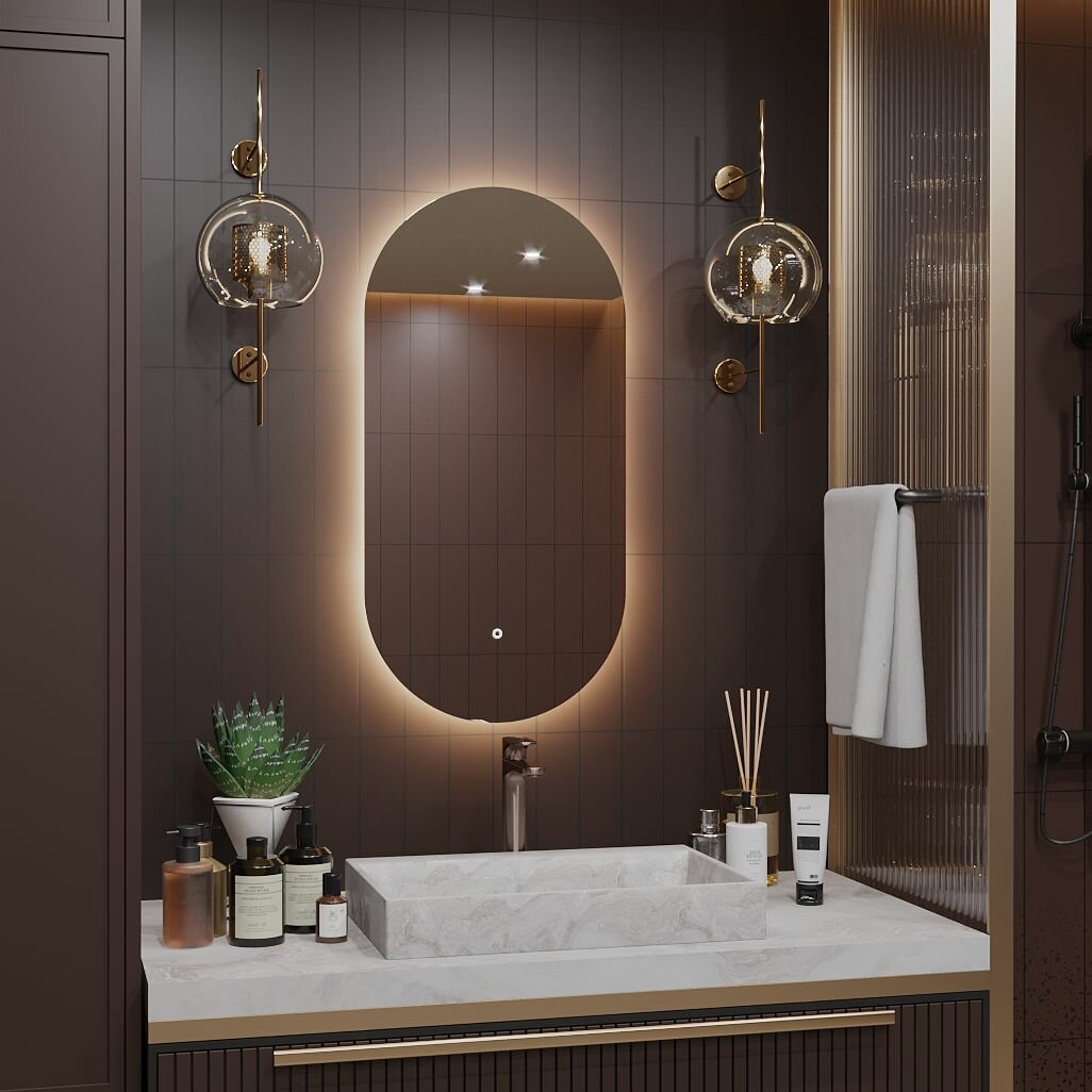 Зеркало Олимпия 110*60 для ванной с тёплой LED-подсветкой - фотография № 3