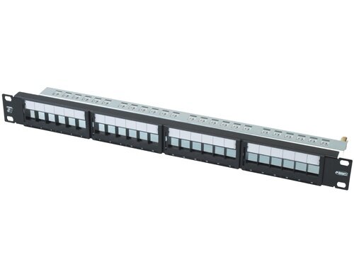 Патч-панель AMP 1711685-1 <19", 24 порта, UTP, cat 5e, 1U, незаполненная, черного цвета>