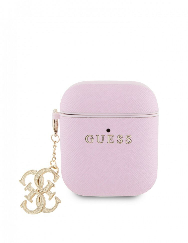 Guess для Airpods 1/2 чехол PU Saffiano with Big 4G charm Pink