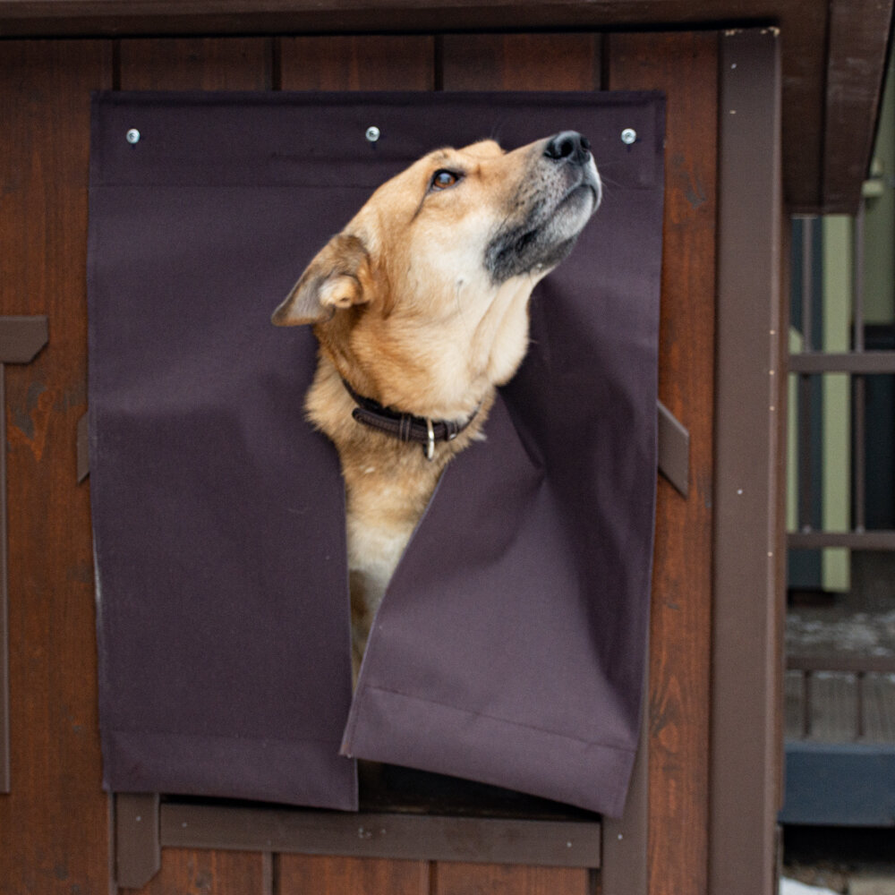 Шторка для лаза в собачью будку с разделением, коричневая(55х48) - фотография № 3
