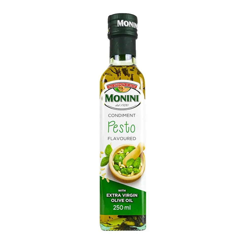 Масло Monini (Монини) Extra Virgin оливковое, с добавлением базилика и кедрового орешка, 0,25л