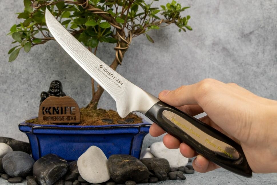 Нож филейный Tojiro Flash, 150 мм, сталь VG10, 63 слоя, рукоять микарта - фото №17