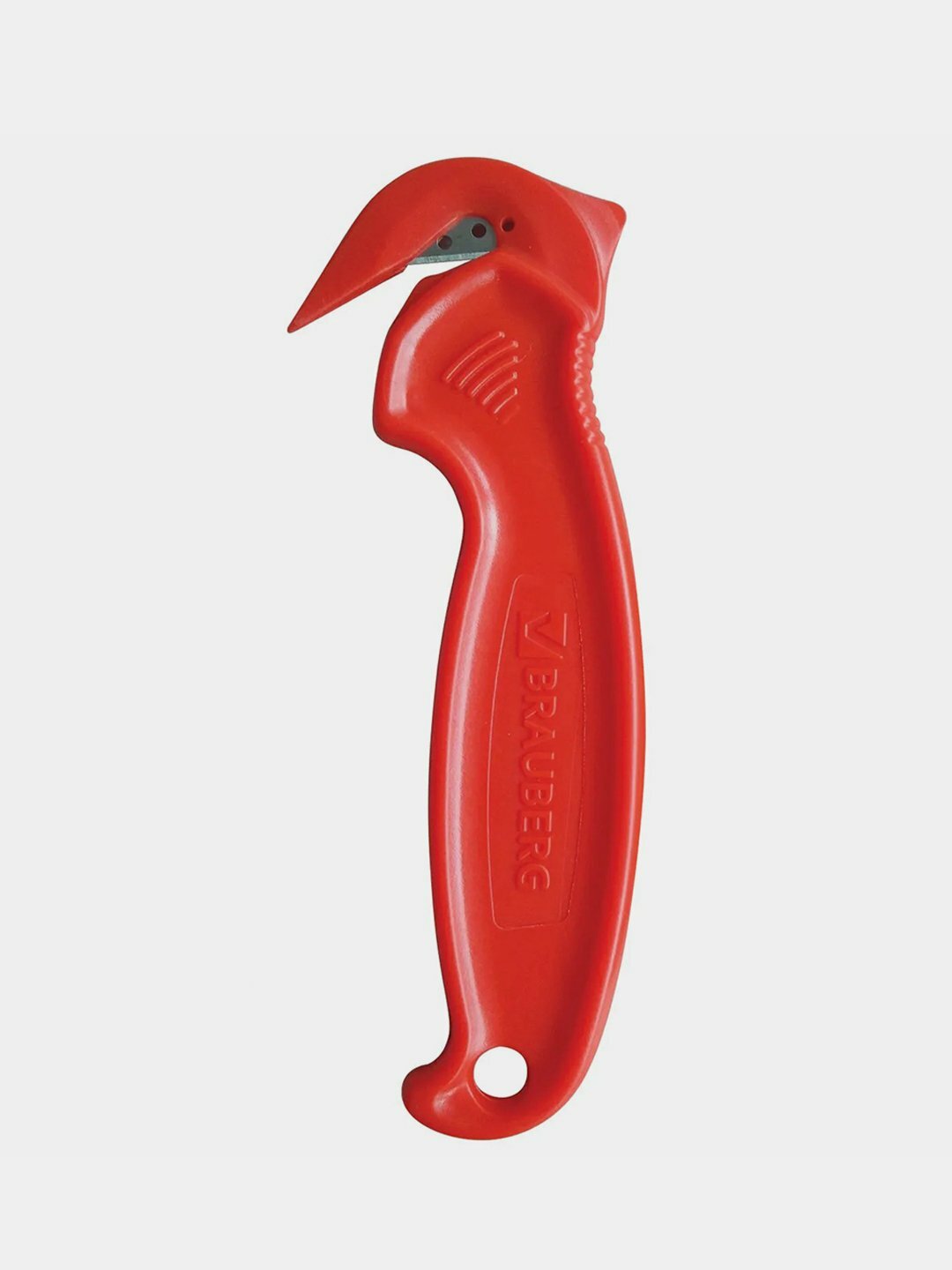 Нож складской безопасный BRAUBERG "Logistic", красный, блистер, 236969