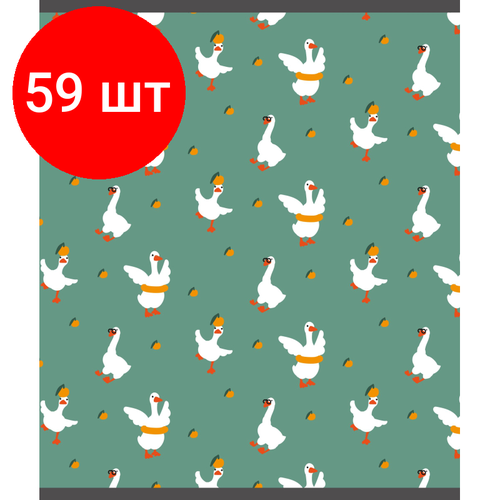 Комплект 59 штук, Тетрадь общая А5 48л №1School Гуси зеленые, клет, скреп, ВД-лак комплект 67 штук тетрадь общая а5 48л 1school гуси зеленые клет скреп вд лак