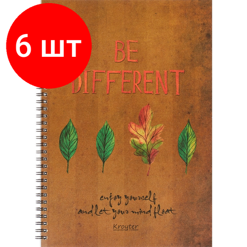 Комплект 6 штук, Тетрадь общая Kroyter 60л, кл, А4, спираль, блок 65гр, Эко, арт.06449