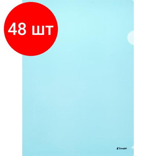 Комплект 48 штук, Папка уголок Комус А4 180мкм (синий)