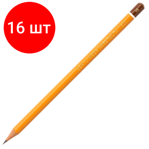 карандаш чернографитный koh i noor toison d or 1900 4b заточенный 190004b00509 Комплект 16 штук, Карандаш чернографитный KOH-I-NOOR 1500/4B Чехия