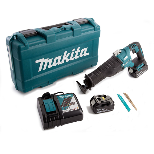 Аккумуляторная сабельная пила Makita DJR187RTE (18V, 2x5Ah, з/у, Li-Ion) аккумуляторная сабельная пила makita djr186zk 18v li ion без зу и акб