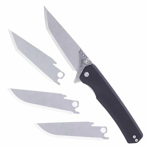 фото Складной нож tac ray 9tiedc черный g10 (3 запасных клинка в комплекте)