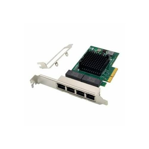 Orient Контроллер XWT-BM19L4PE4, Сетевая карта PCI-Ex4 v2.0 4xRJ45 Gigabit Ethernet, Broadcom BCM5719 chipset, 10 100 1000 Мбит с, 2 планки сетевая карта pci e orient xwt r81pel lp