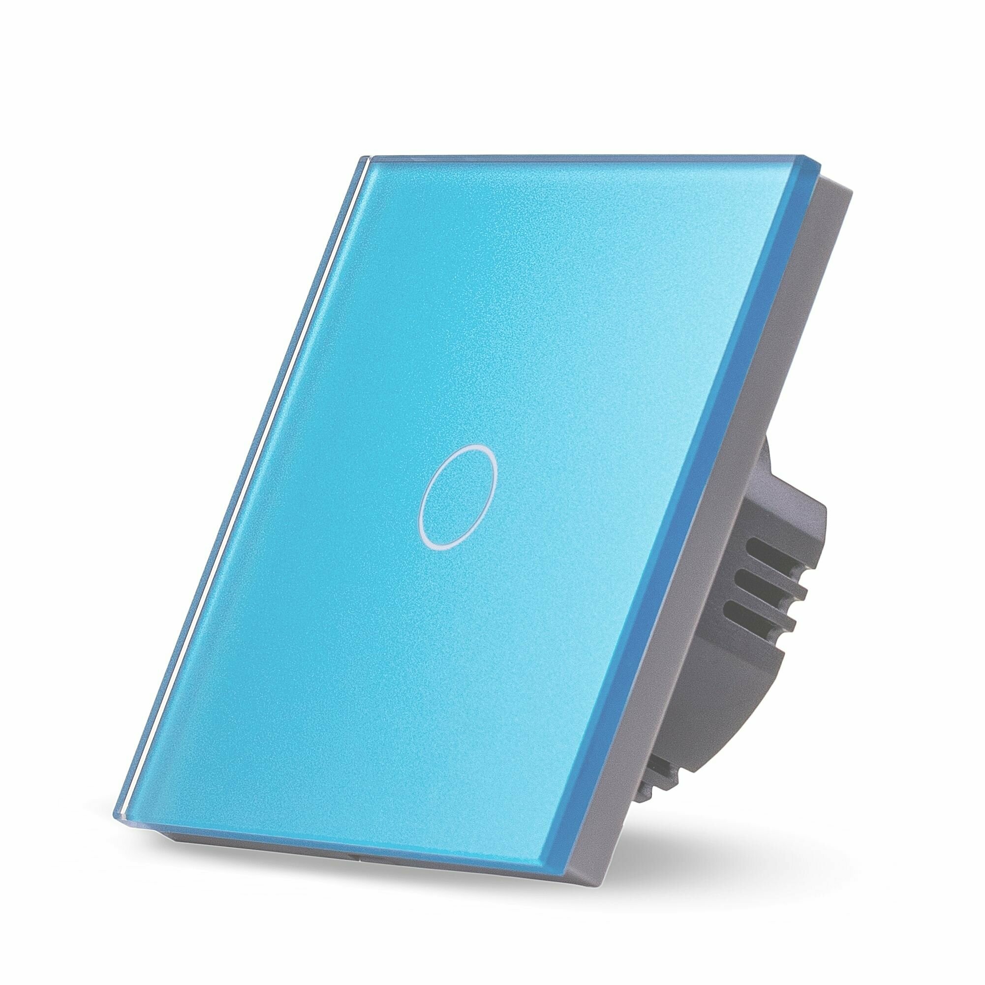 Сенсорный выключатель 1 клавиша 1 пост, (1G) стекло 86х86 мм, цвет голубой