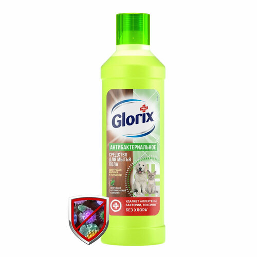 Glorix средство для мытья пола с дезинфицирующим эффектом Цветущая яблоня и ландыш 1 л. 4 шт.