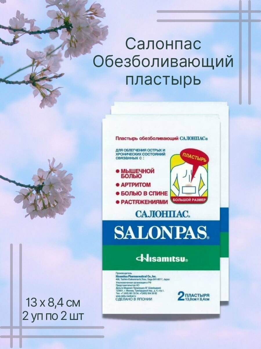 Салонпас пластырь обезболивающий 13х8,4см 2шт/уп. 2уп