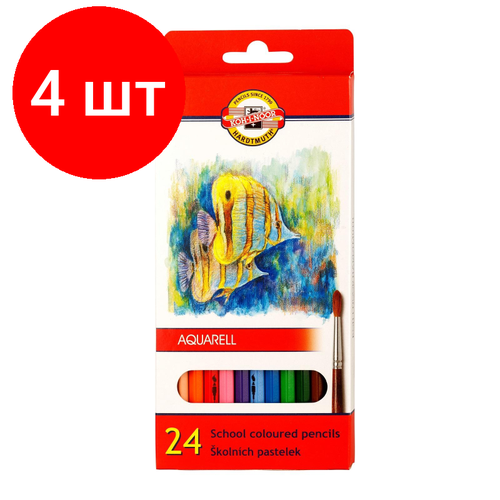 Комплект 4 наб, Карандаши акварельные KOH-I-NOOR Рыбки 24цв/наб картон. уп 3718024004KSRU