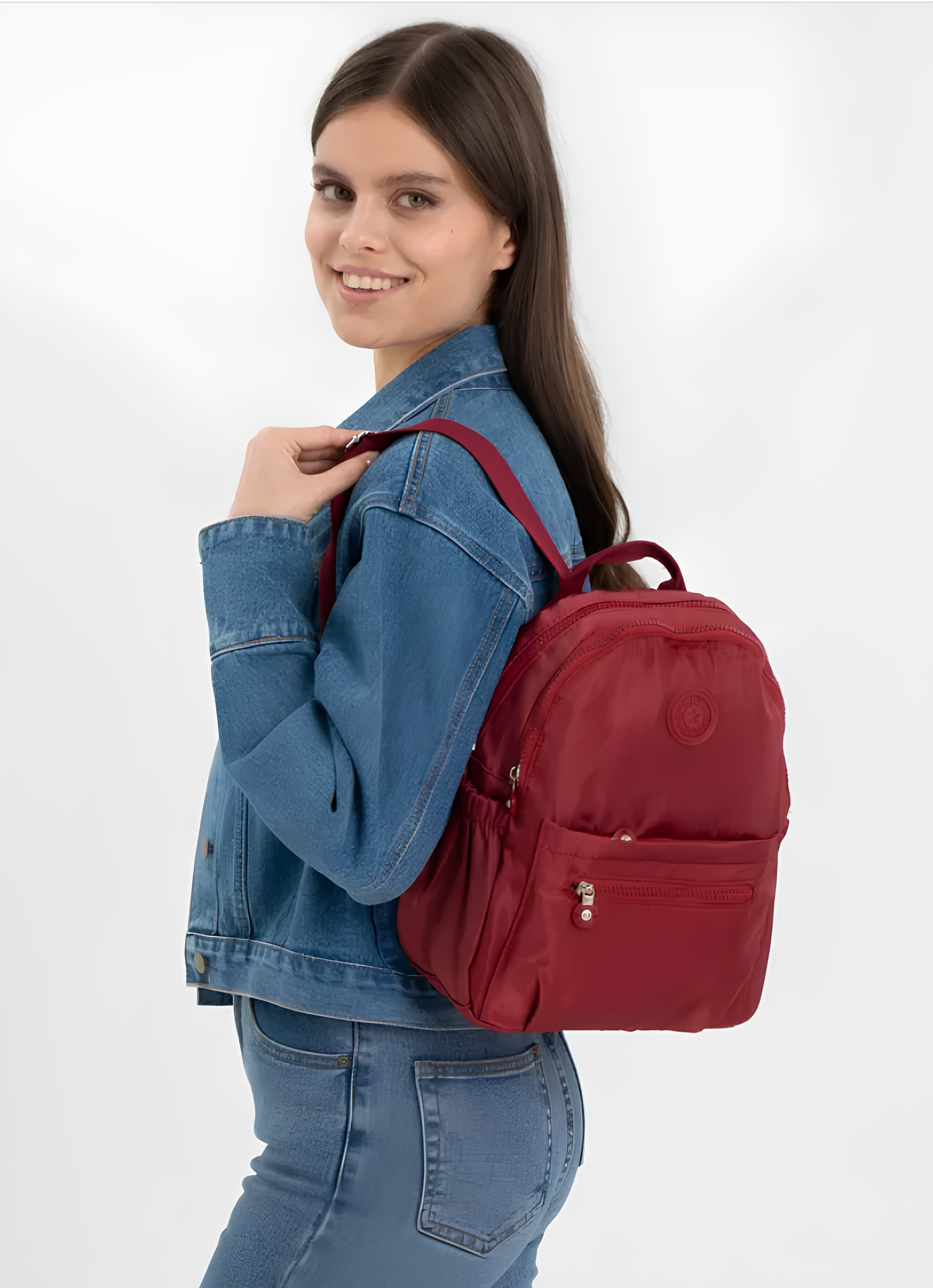 Рюкзак женский городской текстильный бордовый