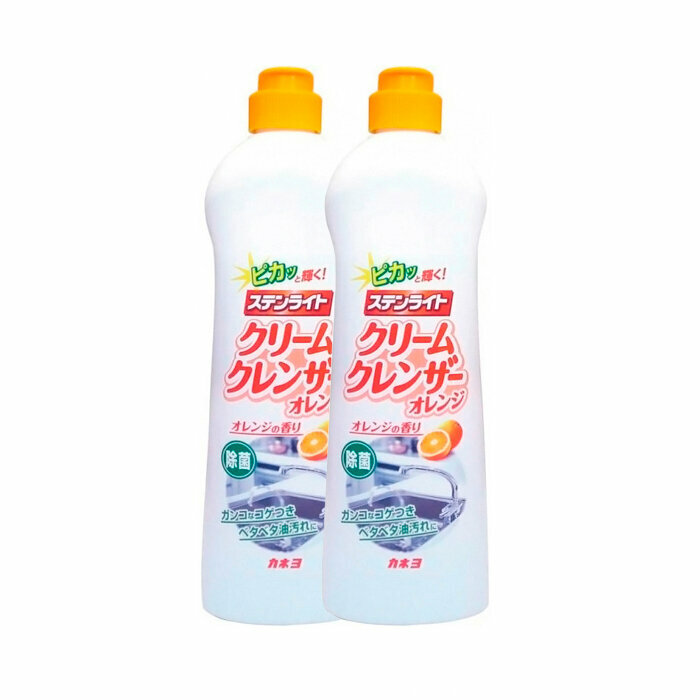 Чистящий и полирующий крем для кухни и ванной с антибактериальным эффектом KANEYO с ароматом апельсина 400 г, в комплекте 2 шт.