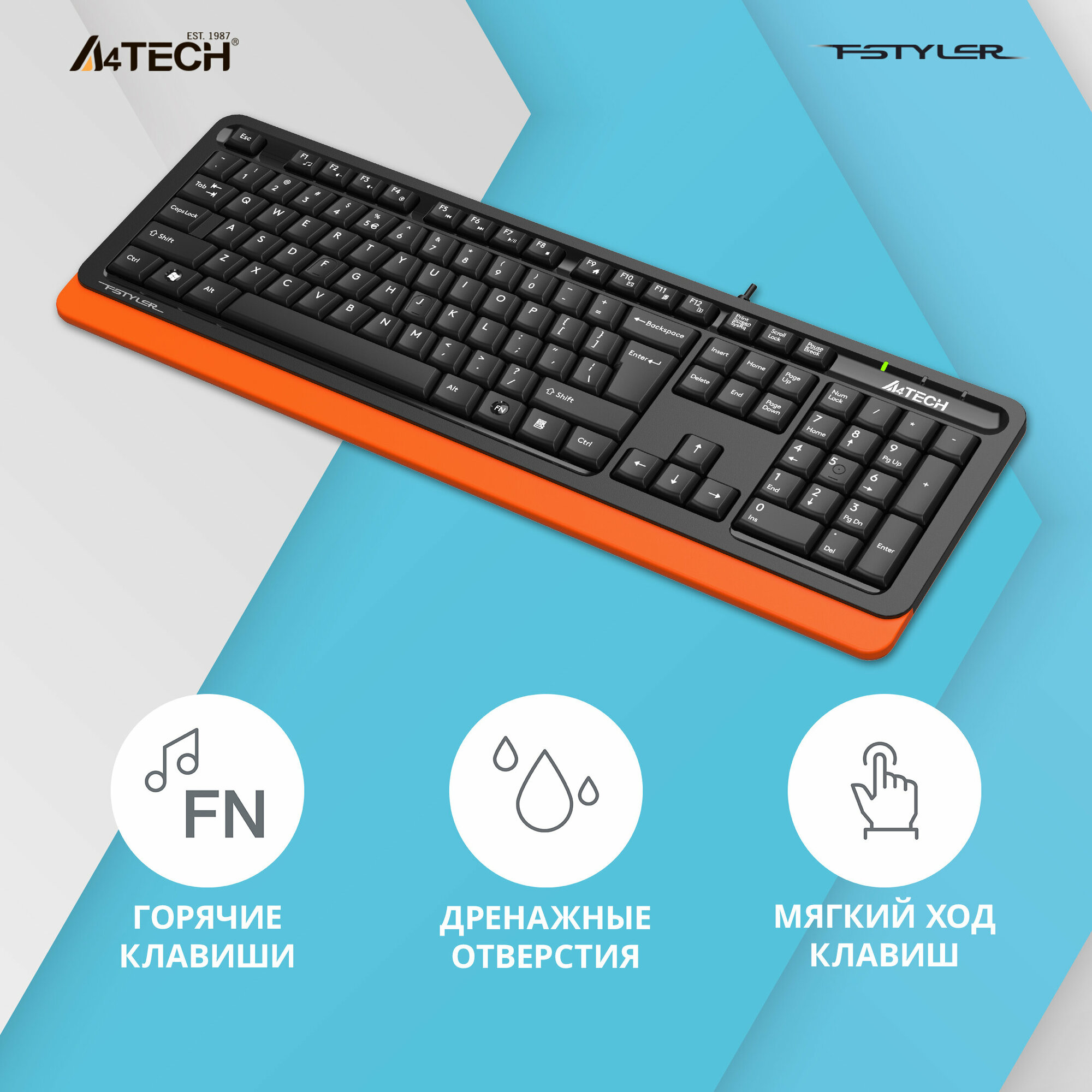 Клавиатура A4TECH Fstyler FKS10, USB, белый серый [fks10 white] - фото №8