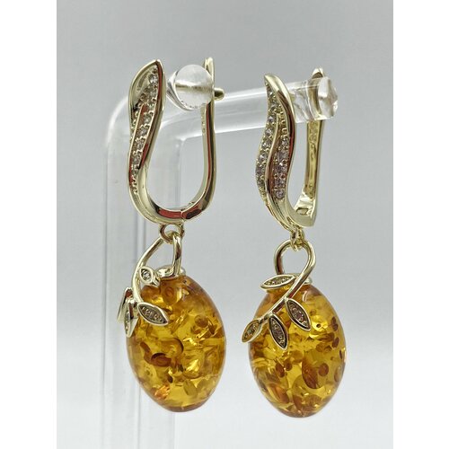 Серьги с подвесками AMBER Land, янтарь прессованный