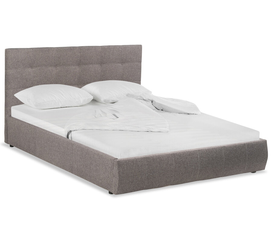 фото Двуспальная кровать Woodville Афродита-2 180х200 с ПМ рогожка серая