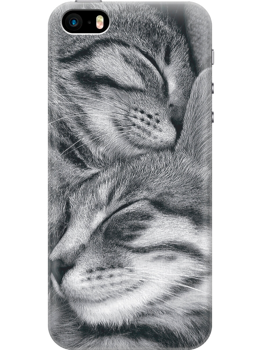 Силиконовый чехол на Apple iPhone SE / 5s / 5 / Эпл Айфон 5 / 5с / СЕ с рисунком "Милующиеся котики"