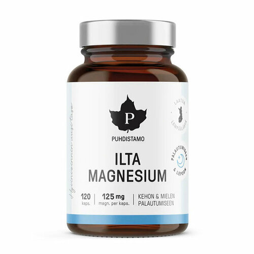 Магний Ночной (Финляндия) Puhdistamo ILTA Magnesium, 120 капсул